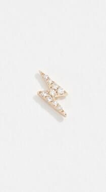 EF Collection Diamond Lightening Bolt Single Gold Stud Earring